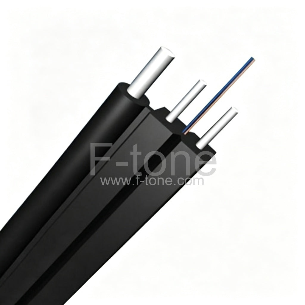2 Fibers Single-mode Metal Strength member Messenger Wire LSZH FTTH Drop Cable-GJXFH