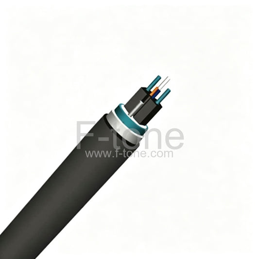2 Fibers Single-mode Single-armored Metal Strength member PE FTTH Duct Cable-GJFDC