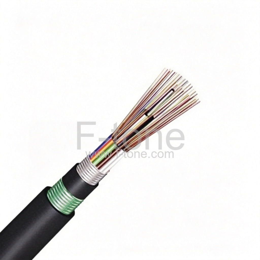 24 Fibers 50/125μm Multimode Single Armor Single Jacket Stranded Loose Tube Steel Wire Strength Waterproof Outdoor Cable - GYTA