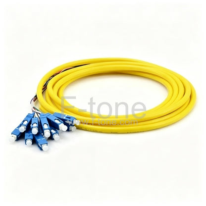 12-Fiber 9/125 SM Ribbon Fan-out LC/SC/ST/FC Pigtail with 0.9mm/2.0mm Breakout